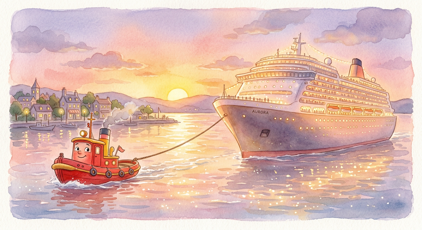 Cover illustration for Tilly the Tiny Tugboat